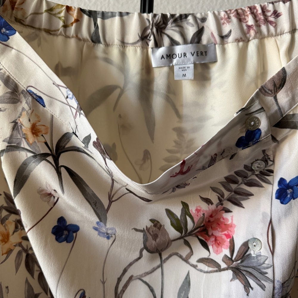 100% Silk Amour Vert Botanical Midi Skirt - Picture 10 of 10